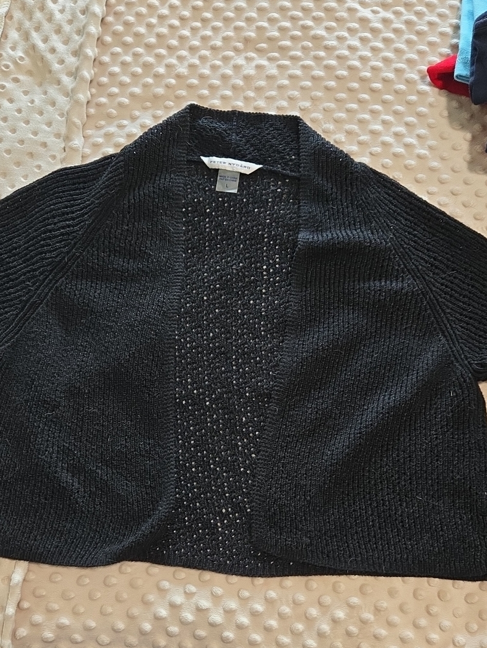 Peter NYGARD Black Open-Front Knit Cardigan